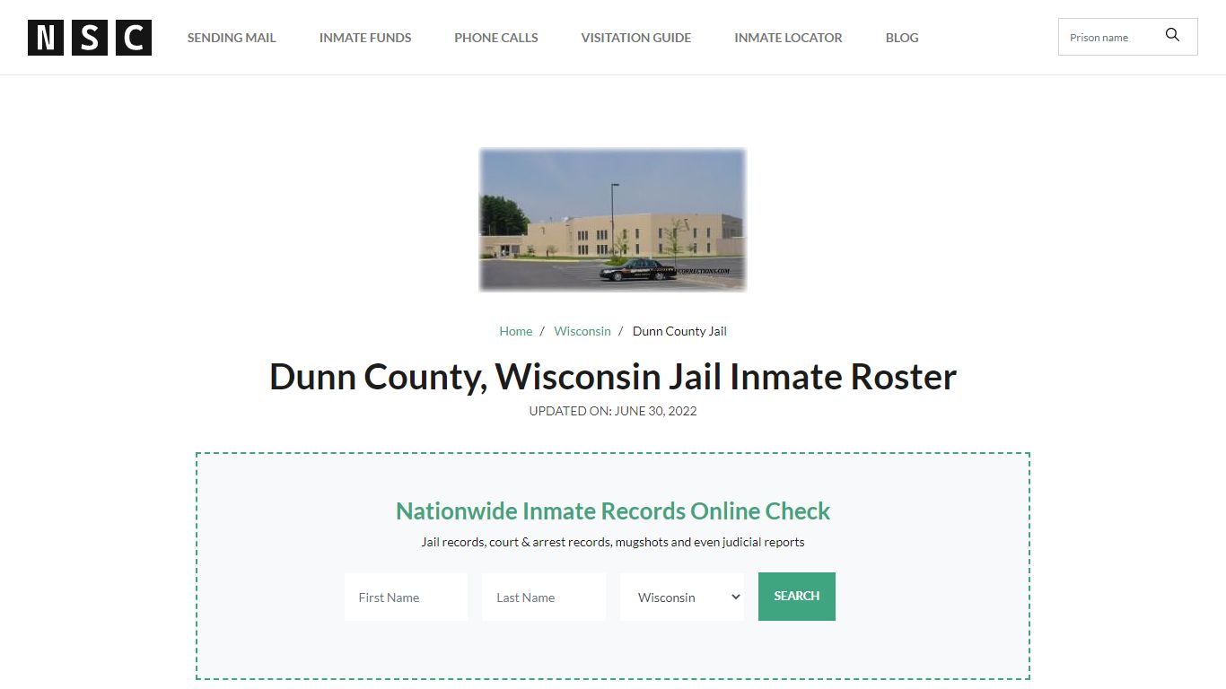 Dunn County, Wisconsin Jail Inmate Roster